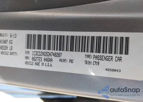 2013 Dodge Avenger Se из США, поврежденный, VIN 1C3CDZAG5DN748287